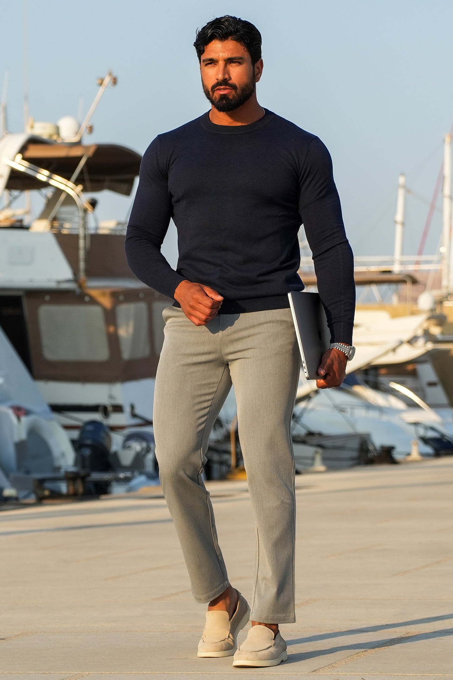 King Men's Dress Trousers Grey